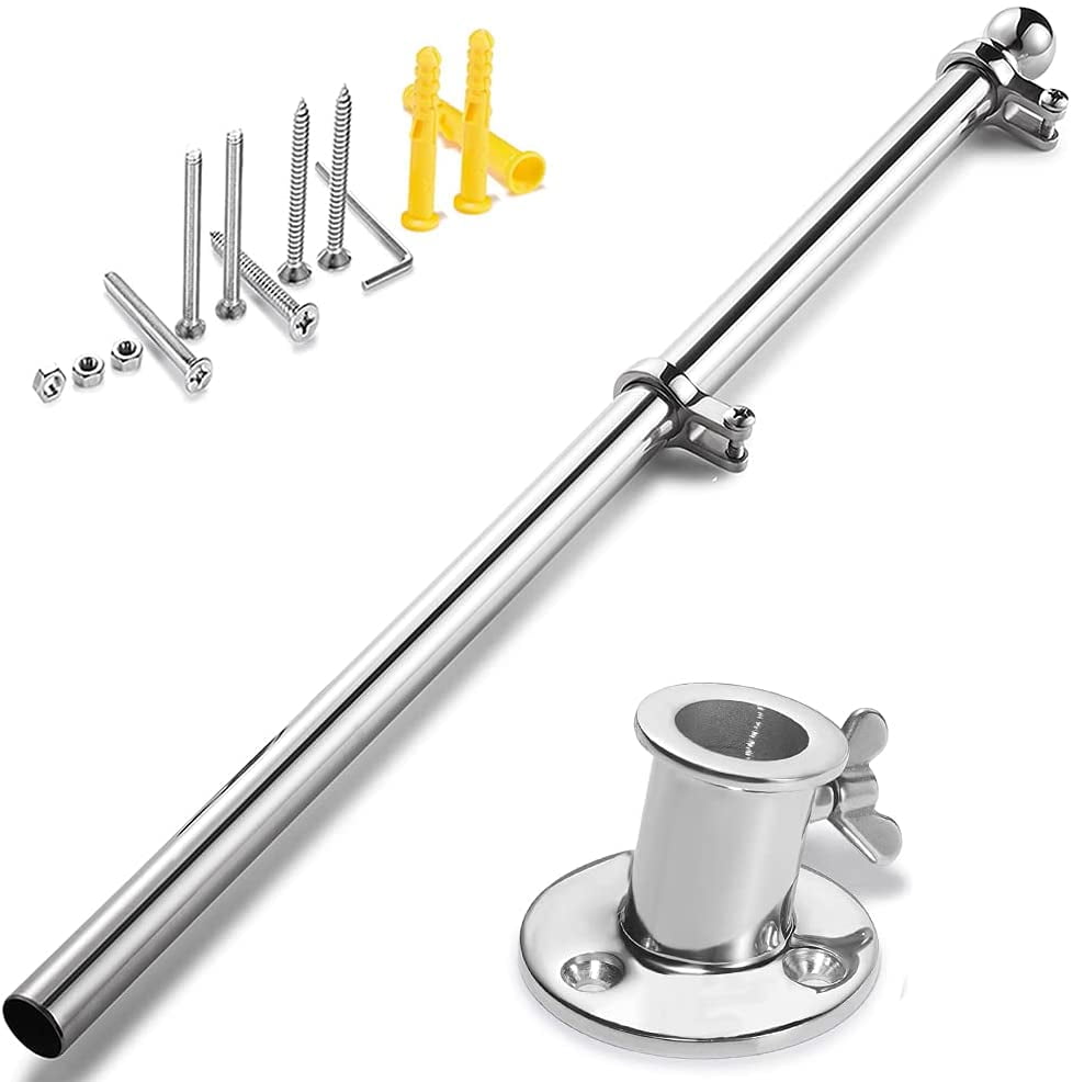 Marine Flag Pole with Base, Flag Pole Holder, 316 Stainless Steel Flag