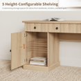 thumbnail image 2 of Modern Fluted Executive Office Desk – 60" Wooden Computer Table with File Drawers, Integrated Charging Station, Ample Storage – Ideal for Study Room, Small Spaces, 2 of 20