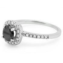 Dazzlingrock Collection 1.15 Carat (ctw) 14K Round Black and White Diamond Bridal Engagement Ring, White Gold, Size 7.5
