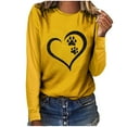 thumbnail image 1 of Besolor Tuniques Automne Printemps pour Femmes 2024 Imprimé Cœur Col Rond Manches Longues Chemises Décontractées Amples Blouse Tee, 1 of 3