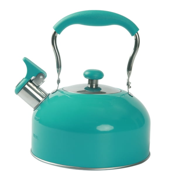 Mainstays Teal 1.8 Liter Stainless Steel Whistling Tea Kettle Turquoise