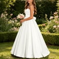 thumbnail image 6 of Shihyeh Girls Strapless Satin Ball Gown With Bow Flower Girl Dress For Wedding Bridesmaid Pageant Birthday Party Floor Length A-Line Dress For Kids Teens, 6 of 9
