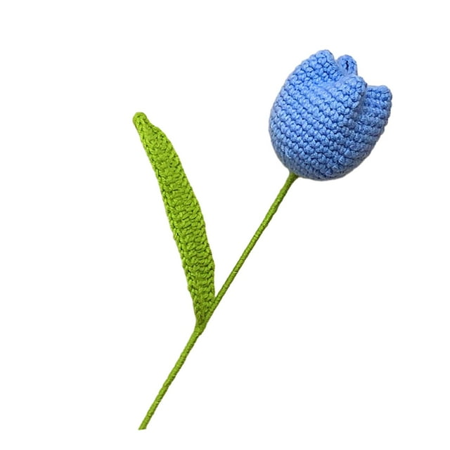 Regalo de flores de ganchillo Decoración de flores terminada Flor hecha a mano terminada para Azul