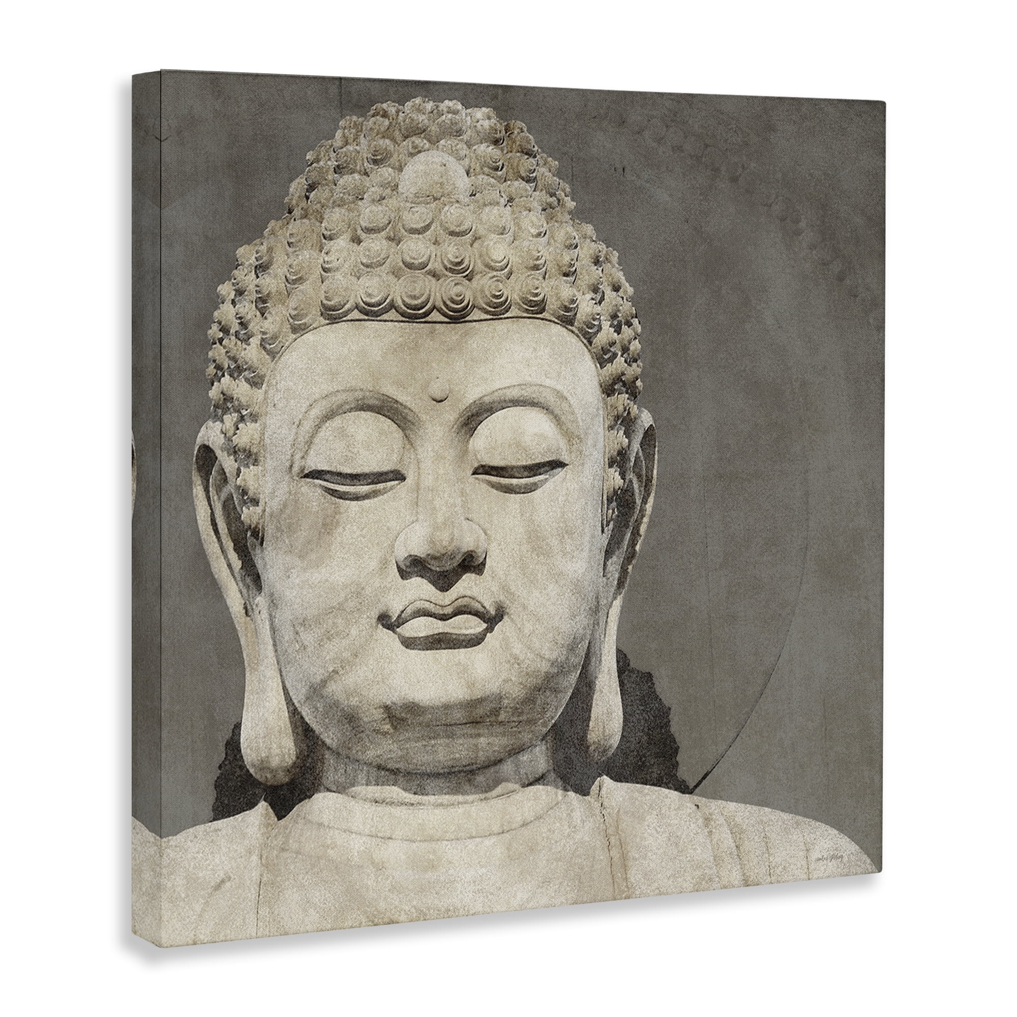 Stupell Industries Rustic Buddha Portrait History & Language Painting Wrapped Canvas Art Print Wall Art, 30 x 30