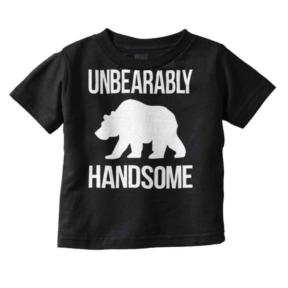 Unbearably Handsome Funny Bear Pun Youth T Shirt Tee Boys Infant Toddler Brisco Brands 12M