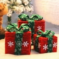 thumbnail image 6 of Set of 3 Red Lighted Box, Iron, Festive Boxes LED light Remote Switch, Detachable Bows & Sparkling Crystals,Battery-powered Indoor Outdoor Present Boxes for Yard, Home, 6 of 7
