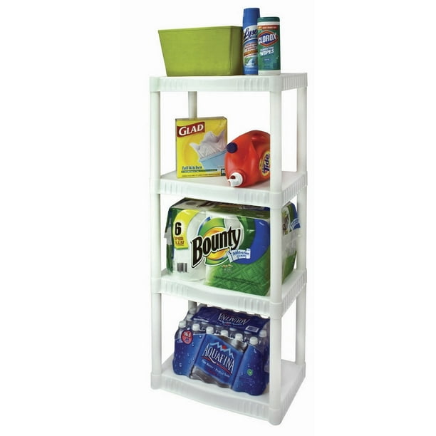 Plano 22"W x 14"D x 48"H 4 Shelves Plastic Garage Shelf Unit, White