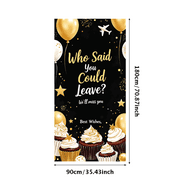 LUUFILx Black Gold Themed Farewell Party Banner with Airplane Star Elements Background Decors for Departure Parties Goodbye Events Photography Props Decorations