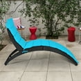 thumbnail image 3 of Gymax Foldable Rattan Wicker Chaise Lounge Chair w/ Turquoise Cushion Patio Outdoor, 3 of 10