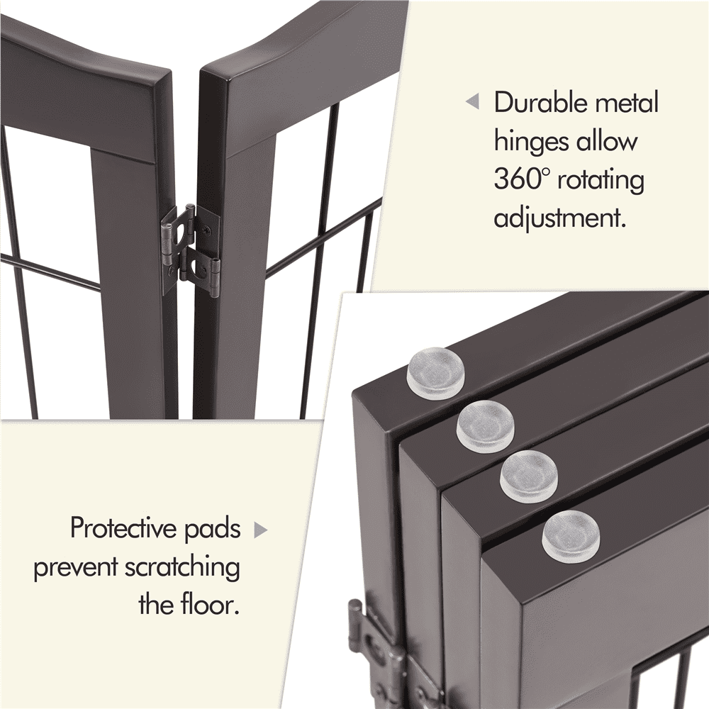 Alden Design 31.5" Height Foldable Pet Gate with 2 Support Feet, Espresso