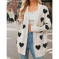 thumbnail image 4 of Cardigan Sweaters for Women Valentine's Day Heart Sweaters Oversized Cable Knit Button V Neck Long Sleeve Fall Fashion Outerwear Coat Alsol Lamesa, 4 of 6