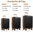 thumbnail image 6 of MIUSSE Hardshell Luggage Sets 3 Pieces, Hardside Lightweight Suitcase with Spinner Wheels and TSA Lock, Black Luggage Set 20in24in28in, 6 of 8