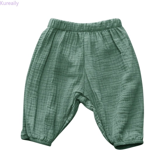 Kureaily Toddler Kids Baby Boy Girl Cotton Linen Elastic Basic Long Pants Bloomers Casual Joggers/ 18-24 Months/ Toddler (Green)
