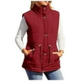 thumbnail image 3 of Womens Cropped Vest Zip Up Stand Sleeveless Padded Cropped Vest Warm Tanks Coats, 3 of 7