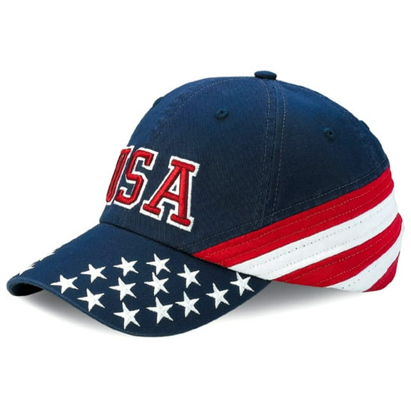 Baseball Caps - Cotton Twill Washed USA Flag Cap - HT-7642C