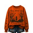 thumbnail image 2 of Sweatshirt for Women Oversized Crew Neck Vintage Full Moon Witch Graphic Long Sleeve Pullover Casual Fall Halloween Party Top Yellow XXXL, 2 of 4