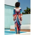 thumbnail image 3 of Edolynsa Animal Print Beach Kaftan Dress for Women Batwing Sleeve Caftan Loungewear Moroccan mumu Dresses Bathing Suit Cover up, 3 of 8