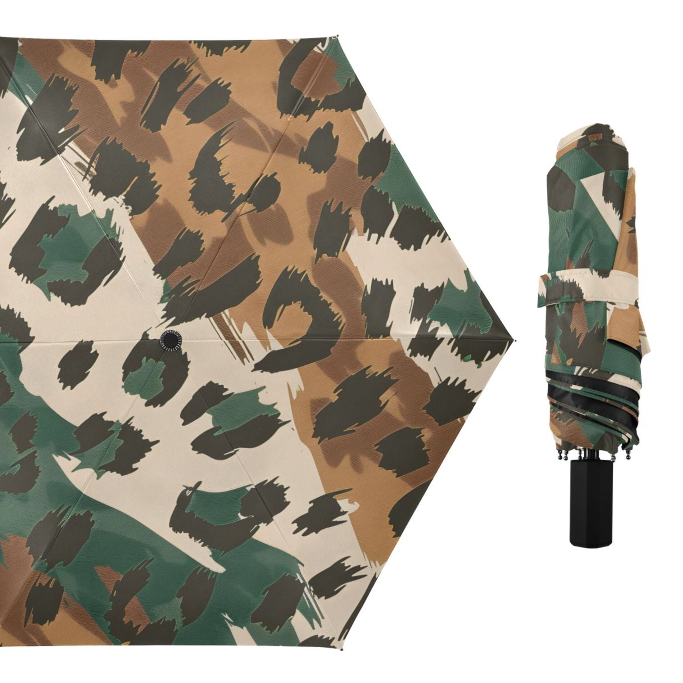 ALAZA Leopard Skin Pattern UPF 50+ Compact Folding Umbrella for Rain Travel Umbrella Packable