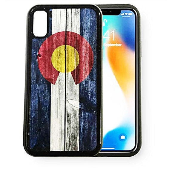 GSA Colorado Flag w/Rustic Wood Effect Candy Bumper Case For iPhone X, XS (5.8")