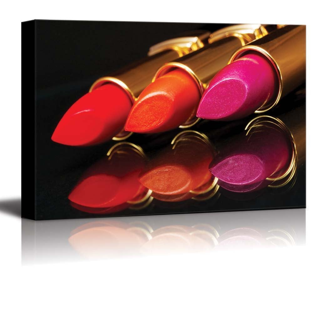 wall26 Canvas Prints Wall Art Vibrant Lip Colors in a Golden