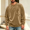 thumbnail image 6 of KICILVS Mens Sweatshirt Crewneck Fleece Pullover Long Sleeve Pocket Casual Winter Warm Top for Men Daily Wear Khaki, 6 of 9