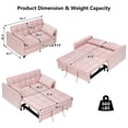 thumbnail image 2 of MIKIBAMA 55" Velvet 3 In 1 Convertible Sofa Bed with Side Pockets & Adjustable Backrest, Perfect for Living Room,Pink, 2 of 5