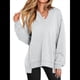 thumbnail image 1 of Sudaderas Oversize para Mujer, Camisetas de Larga con Cuello en V, Jersey Holgado, Atuendo de Otoño 2025. Gris L, 1 of 8