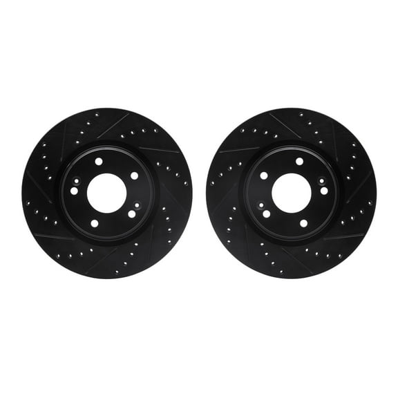 Dynamic Friction Company Front Brake Rotors-Drilled and Slotted-Black 8002-03016