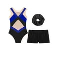 thumbnail image 4 of Aislor Kids Girls Sleeveless Gymnastics Leotards with Athletic Shorts and Hair Band Ballet Dance Outfits Royal Blue 12, 4 of 7