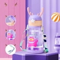 thumbnail image 6 of Plastic Tumbler with Straw, Antler Design Water Bottle, Large Capacity Cup with Lid, Portable Drinkware with Straw, Cute Tumbler for Everyday Use, Commuting, and Travel, 6 of 7