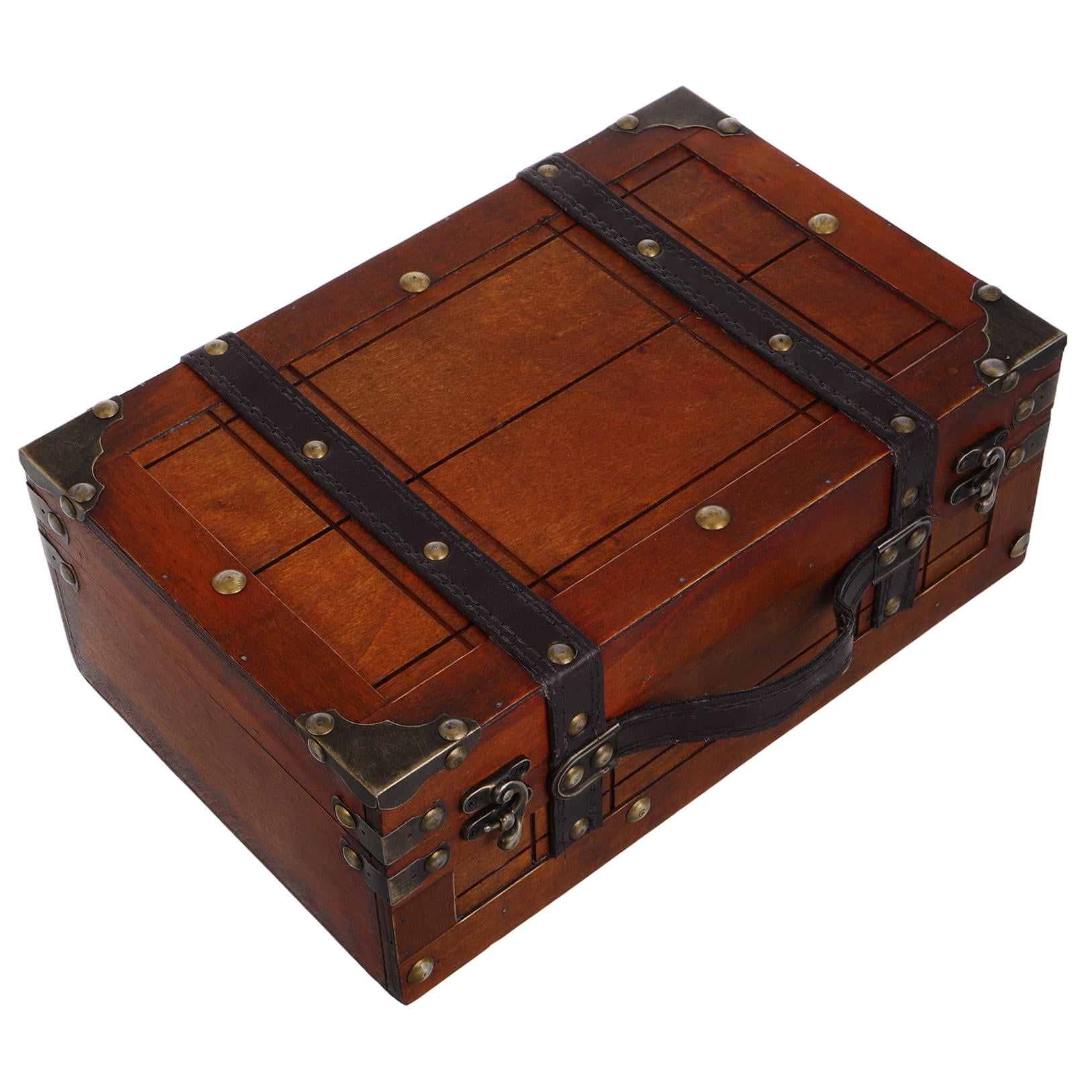 SWETRACE Vintage Wooden Storage Trunk with Lid Retro Style Jewelry Trinket Organizer for Home Decor