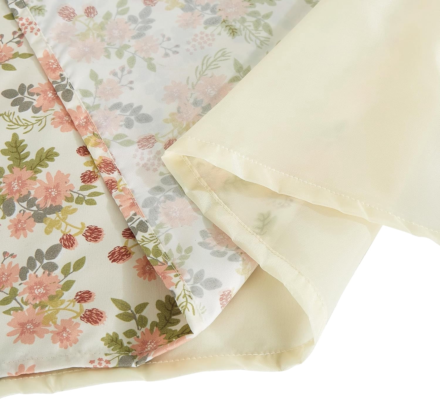 Chezmoi Collection 4-Piece Floral Window Curtain Set with Sheer Backing, Multicolor Pink Red Green Gray Floral Flowers Printed Microfiber, 120 inch x 84 inch