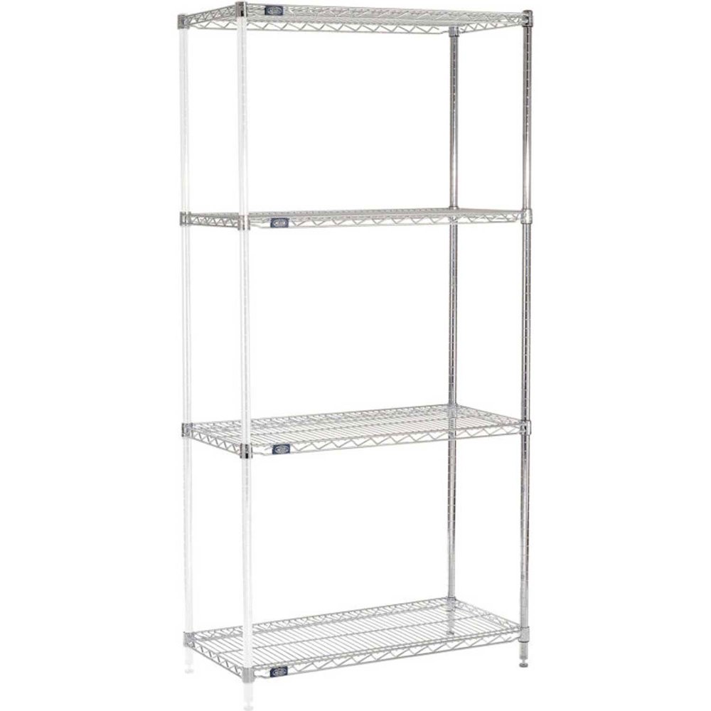 Nexel 5 Tier Chrome Wire Shelving AddOn Unit, 36"W x 21"D x 86"H