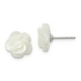 thumbnail image 1 of Sterling Silver 10mm White Mother of Pearl Flower Post Stud Earrings, 1 of 2