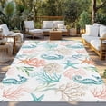 thumbnail image 2 of Teal Red Seahorse Coastal Outdoor Rug for Patio/Deck/Porch, Non-Slip Large Area Rug 5 x 8 Ft, Nautical Beach Coral Starfish Indoor Outdoor Rugs Washable Area Rugs, Camping Rug Carpet Runner, 2 of 8