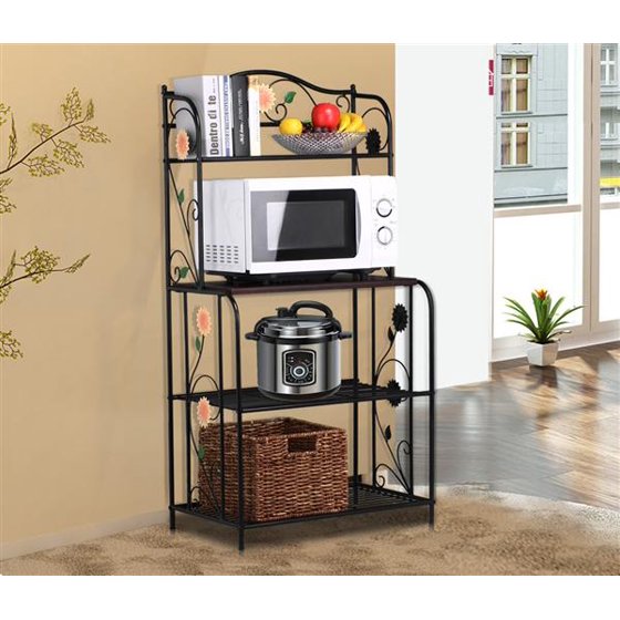 Yaheetech Metal Bakers Rack 4 Tiers Storage Rack,Black