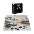 thumbnail image 4 of Ambesonne Lake Jigsaw Puzzle, Mountain and Paint Splatter, Heirloom-Quality Fun Activity for Family Durable Cardboard, 1000 pcs, Peach and Pale Slate Blue, 4 of 5