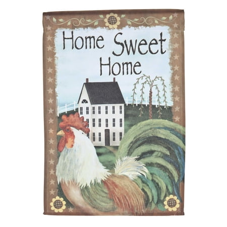 Home Sweet Home Lawn Flag w/ Rooster & Cottage by Garden Accents (12 x 18 Inch)