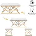 thumbnail image 2 of Unipaws Modern Nesting Coffee Table Set of 3 with Faux Marble Top and Gold Frame for Living Room, 2 of 8
