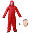 thumbnail image 2 of Ladrón de disfraz de Halloween para hombre y niño, traje de payaso de la película española, mono con capucha rojo para adultos y niños, 2 of 5