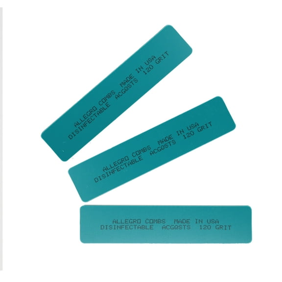 Allegro Combs Professional Nail Files Hard Shell Soft Sponge Nail Filer. Cushioned Filers Grits 120, Teal 3 Pcs.