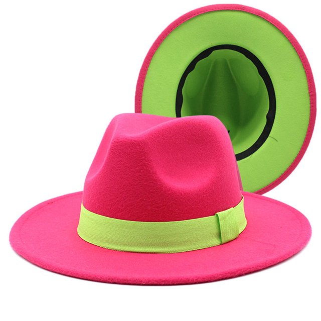 SAYOO Sombrero de lana de otoño neutro, sombrero de Fedora de doble cara de moda con cinta decorativa SAYOO moda