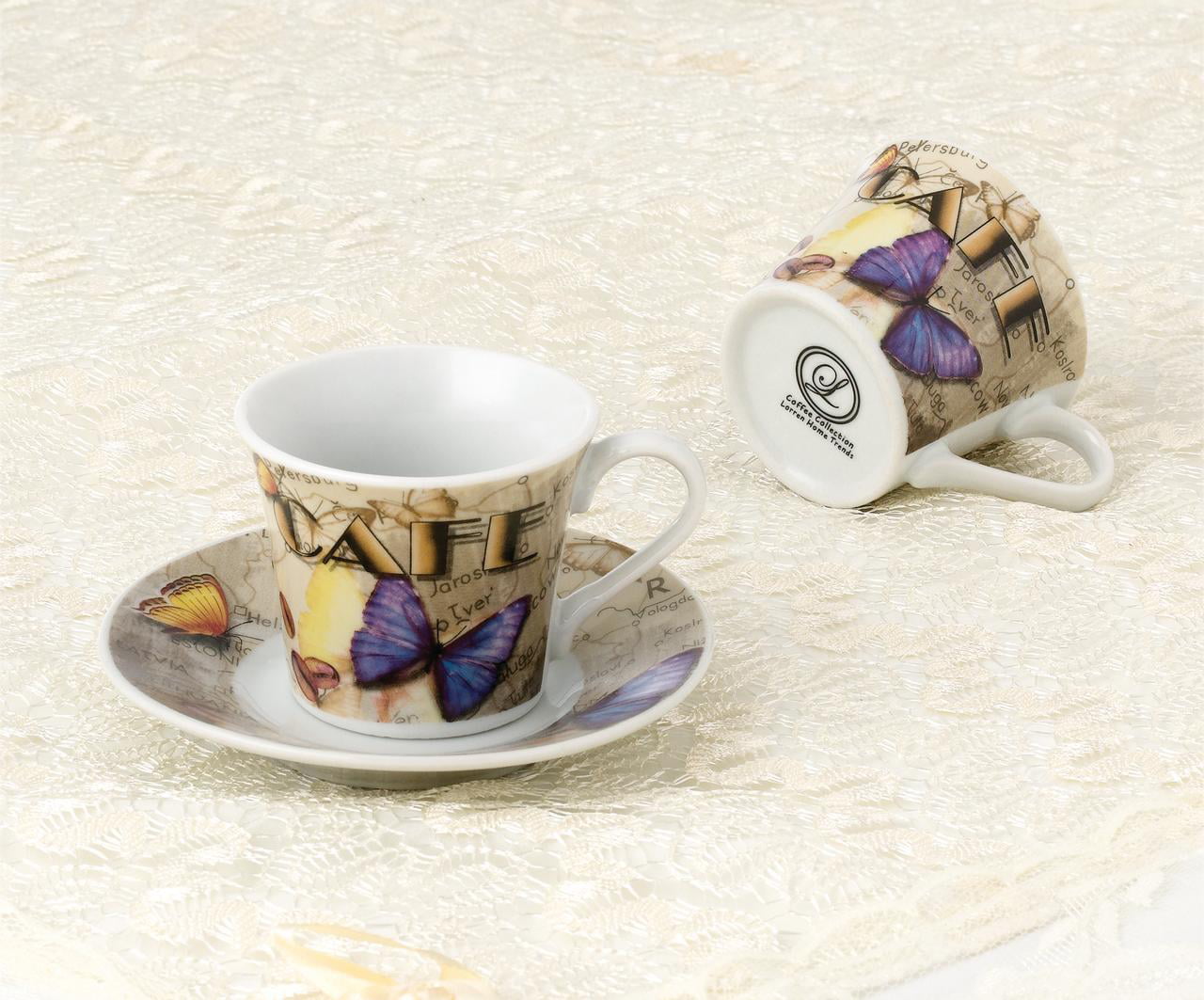 Lareina Espresso Cups with Saucers, Spoons and Metal Stand, Small 4 oz  Ceramic Cappuccino Coffee Cup…See more Lareina Espresso Cups with Saucers
