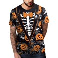 thumbnail image 3 of Men's Halloween T-Shirts 3D Skull Print Short Sleeve T-Shirt Casual Round Neck Novelty Street Fashion Shirts, 3 of 8