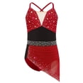 thumbnail image 3 of CHICTRY Robe de Patinage Artistique pour Filles, Bretelles Spaghetti, Jupe de Ballet, Bourgogne 14, 3 of 7