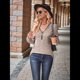 thumbnail image 4 of Suéter Holgado de Punto Acanalado con Cuello de Media Cremallera para Mujer, Blusas Casuales de Larga de Color Liso, Blusas Cómodas y Cálidas Caqui XL, 4 of 9