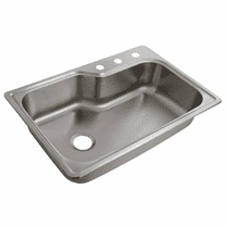 Design House Stainless Steel 33" Rectangular Kitchen Sink with 3-Holes, Silver
