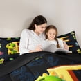 thumbnail image 4 of Erosebridal Kids Dinosaur Twin Comforter Sets for Boys Girls, Dino Letter E Bedding Set, Black Reversible 2pcs, 1 Comforter and 1 Pillowcase, 4 of 6