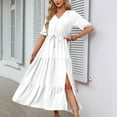 thumbnail image 2 of Dresses for Women 2026 Plus Size Fashion V-neck Short Sleeve Dress Short Sleeve V-neck Ankle-length Dress, 2 of 5