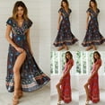 thumbnail image 4 of Robe Maxi Courte Bohème pour Femmes, Été, Plage, Cocktail, Fête, Florale, 4 of 5